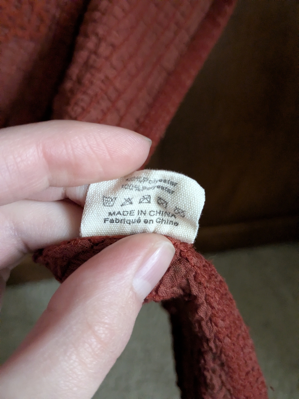 Textured Open-Front Knit Cardigan Sweater - Rust - Picture 6 of 9
